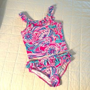 Lilly Pulitzer Girl ruffle tankini